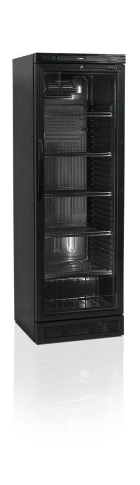 CEV425 - BLACK Čierna vitrínová chladnička s LED osvetlením