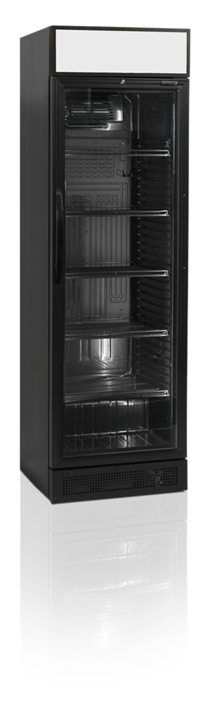 CEV425 CP-I BLACK Čierna vitrínová chladnička s LED svetelným panelom