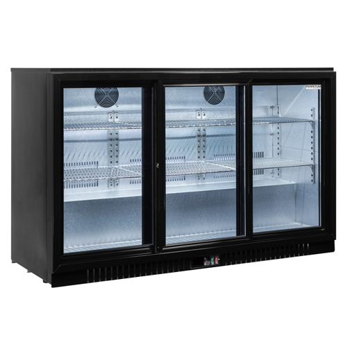 Barová čierna 3 dverová chladnička s výškou 87 cm