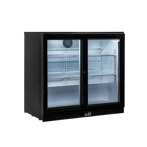 Barová čierna 2 dverová chladnička s výškou 87cm