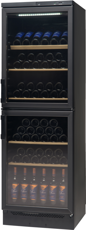 VKG 570/1 Dvojdverová čierna  presklená chladnička na víno