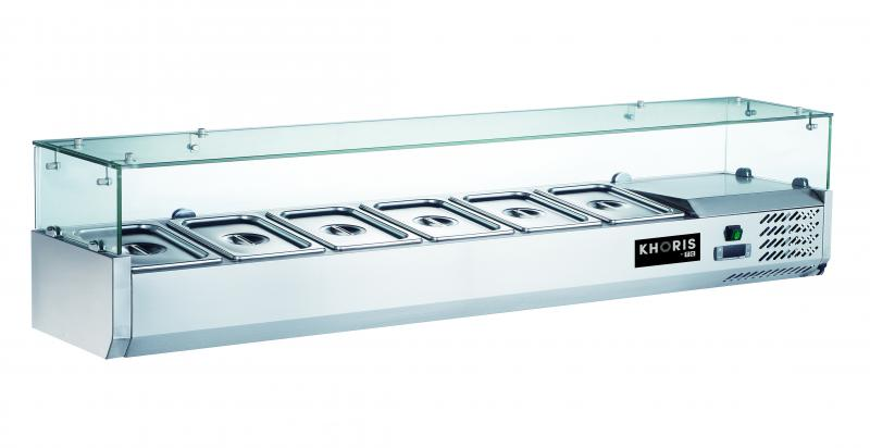 VRX1500/380  Šalátový chladič so sklenenou nadstavbou (6 x GN1/3)  