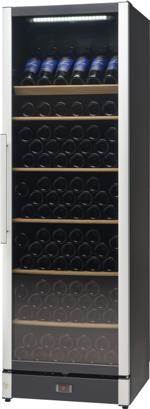 W185/1 BLACK - Presklená čierna chladnička na víno