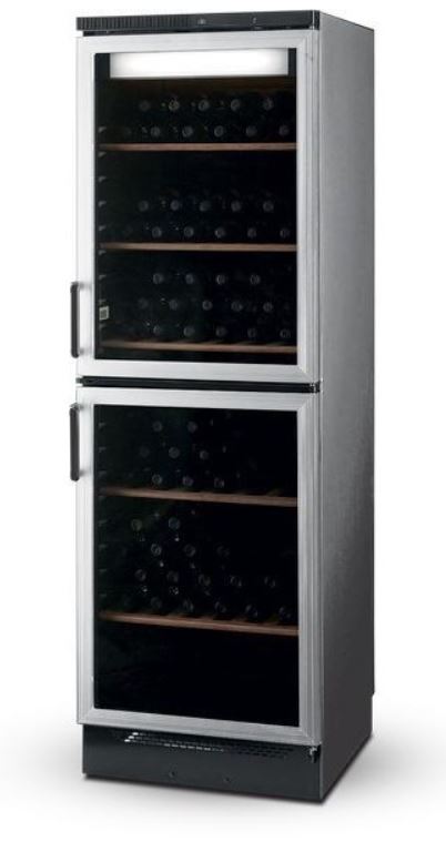 VKG 570/2 Dvojdverová strieborná presklená chladnička na víno