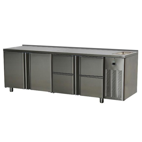 SCH-4D-2D-4Z+D - Chladiaci pracovný stôl 2x dvere + 4x zásuvky + drez