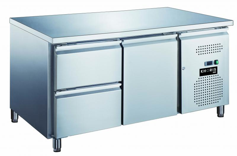 GN2110TN - Chladiaci nerezový stôl 2x zásuvka + 1x dvierka